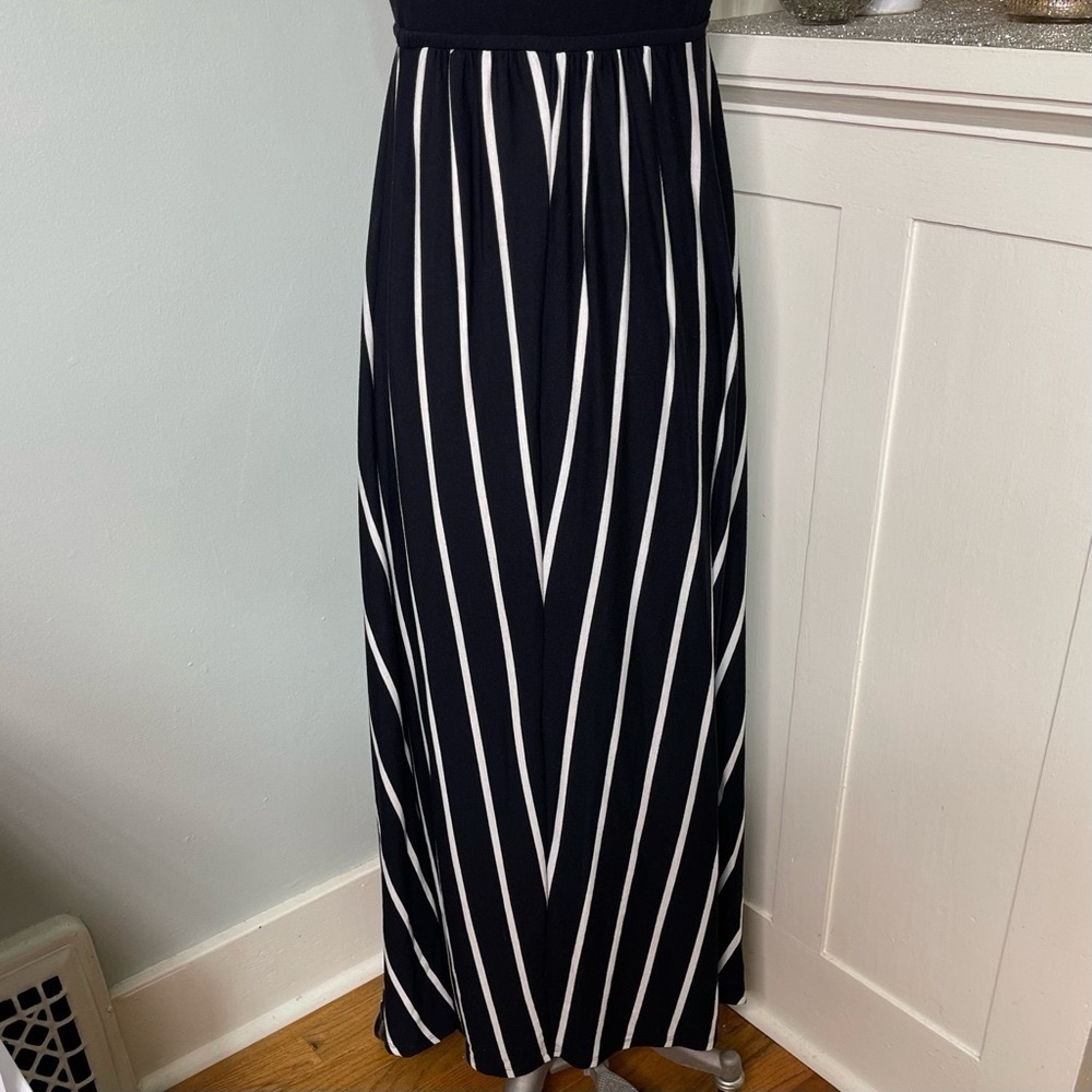 Soma Striped Maxi Dress Black & White Sundress Size Small - Picture 7 of 9